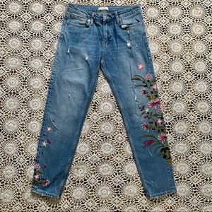 Zara floral embroidered mom jeans